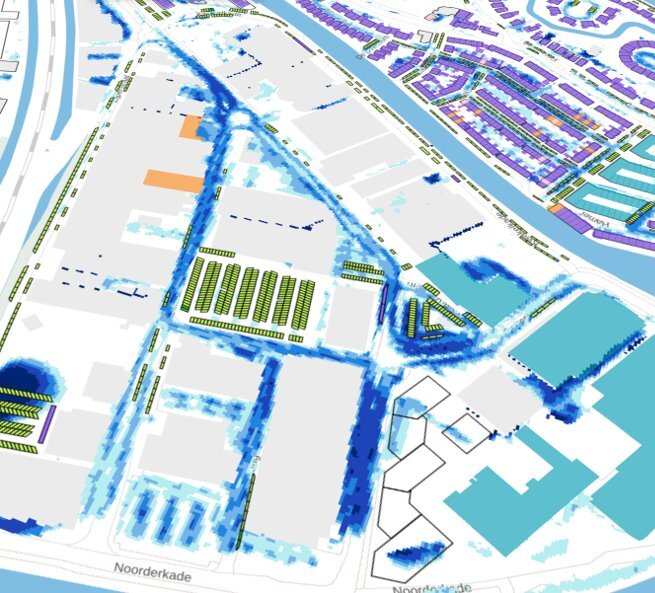 Figuur 2 - Alkmaar Overstad: visualisatie van waterberging (bron: https://alkmaar.digitaletweeling.nl/) 